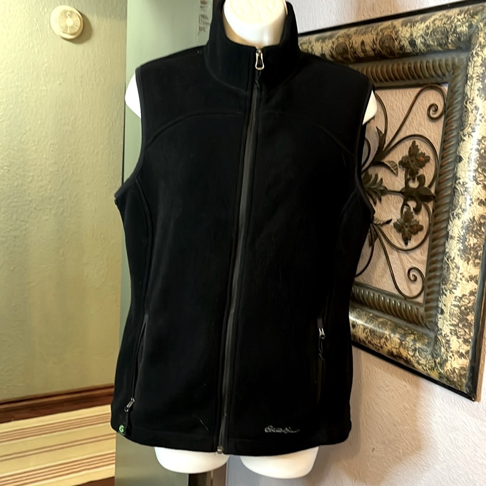 Eddie Bauer Black PolarTec Fleece Zip-Up Vest